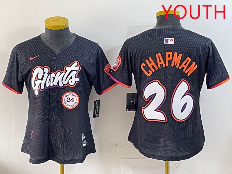 Youth San Francisco Giants #26 Chapman Black Joint Name Nike 2025 MLB Jersey style 10